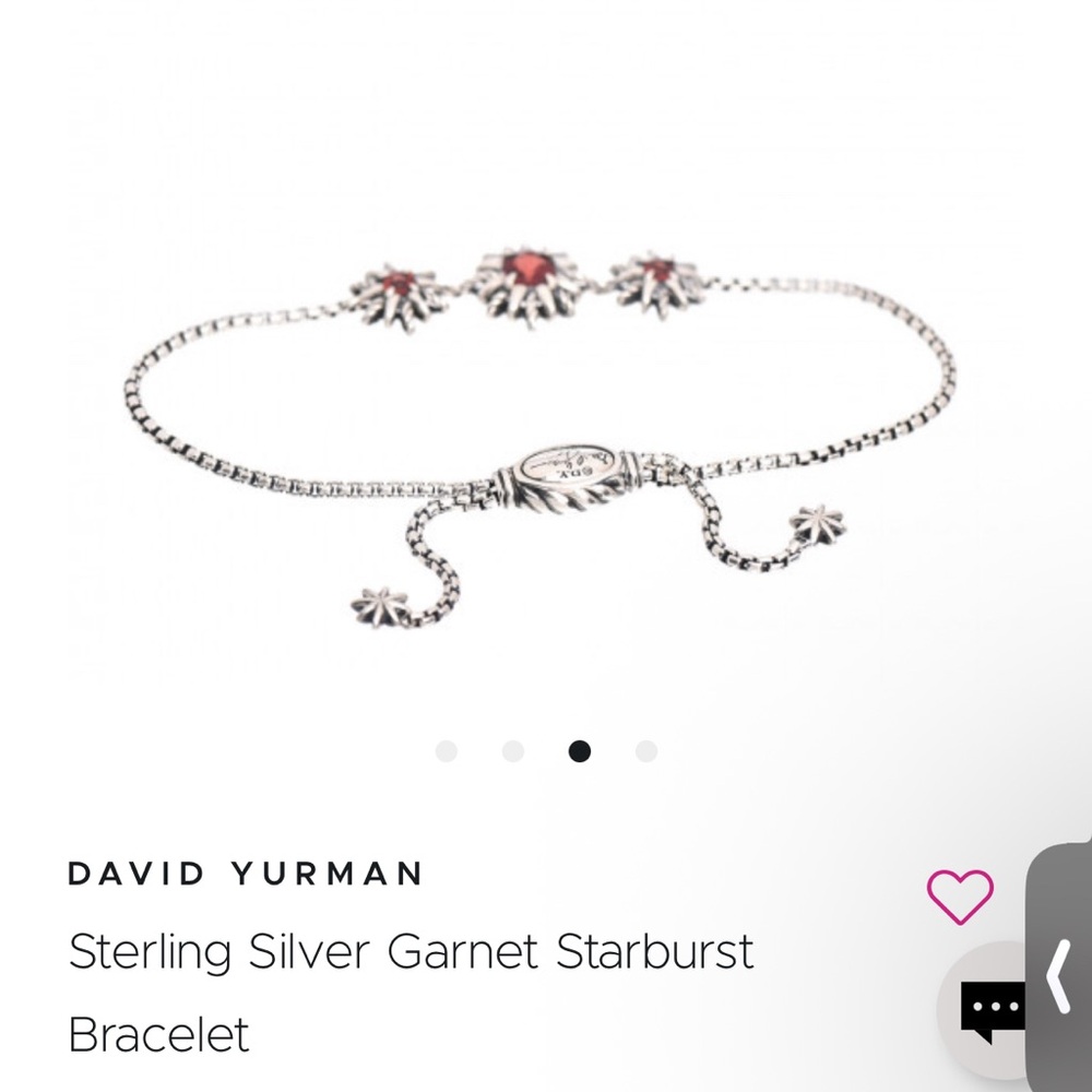 David Yurman Sterling Silver with Garnet Starburst Bracelet